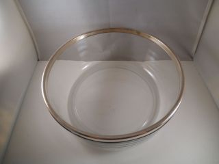 Lovely Large Clear Glass Salad Bowl Silver Rim 3