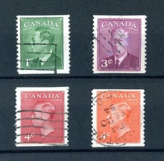 Canada Kgvi 1949 - 51 Set Of 4 Booklet Stamps (imperf X P12) Sg422b/23c