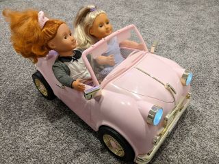 Our Generation Og Retro Convertible Car For 18in Doll - Pink In The Drivers Seat