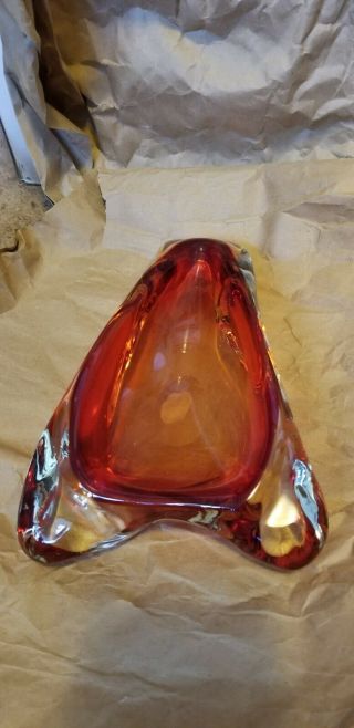 Vintage Murano Red Glass Oblong Ash Tray