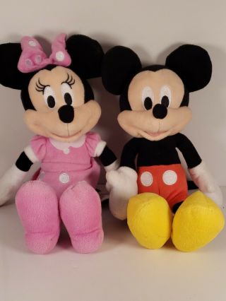 Disney Mickey & Minnie Mouse 10 " Stuffed Plush Doll Toy Pink Polka Dot Dress