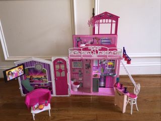 2009 Mattel Barbie Glam Vacation Beach House Fold Out N 