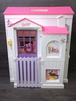 Vintage 1996 Mattel Barbie 3 Part Folding Pretty House Dollhouse Home 16961