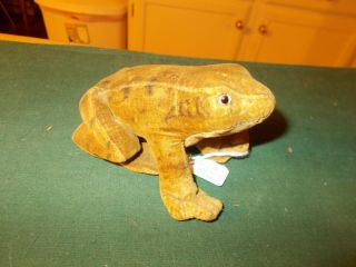 Early 1900s All Velvet Large Brown Frog Made By The Steiff Company In Germany