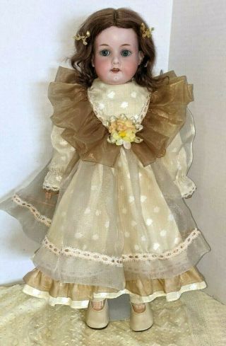 Antique German Bisque Head Armand Marseille 370 Doll Leather Body 21 " Mohair Wig