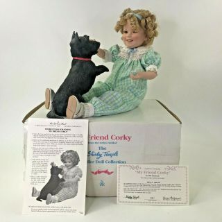 Shirley Temple Toddler Doll My Friend Corky Black Dog Danbury Porcelain 11 "