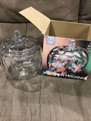 Anchor Hocking Pumpkin /halloween Glass Jar With Lid