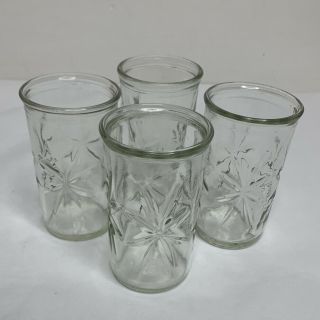 4 Vintage 50th Anniversary Star Burst Anchor Hocking Jelly Jar Juice Glasses 2