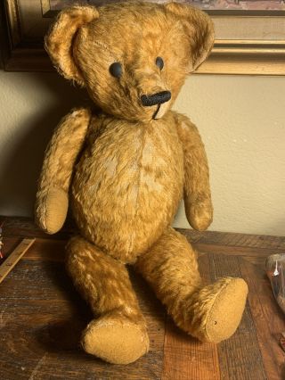 Rare Antique Straw Early Primitive Steiff Teddy Bear With Repair