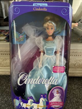 Cinderella Barbie Doll 1991 Disney Classics Nib Little Golden Book M