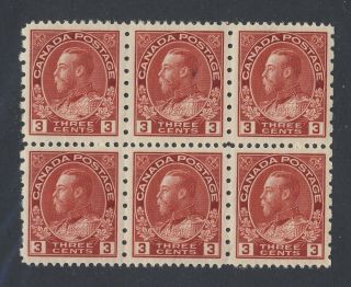 6x Canada Admiral M Stamps Blk Of 6 184 - 3c 5x Mnh 1x Mh Vf Guide Value= $192.  00