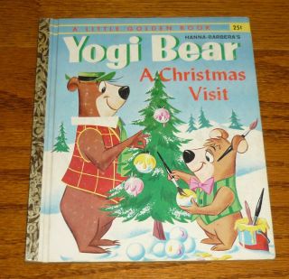 Yogi Bear A Christmas Visit,  A Little Golden Book " A " Edition 25 Cent Cover 1961