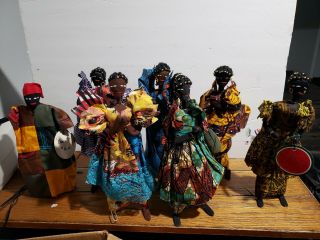 African American Rag Cloth Doll Folk Art Plushes 12 " 7 Statues Home Decor