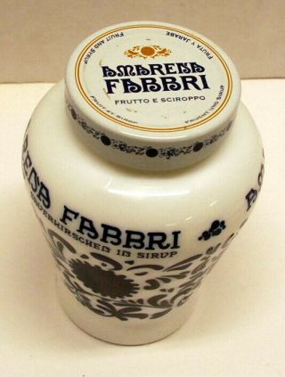 Amarena Fabbri Bologna,  Italy Cherry Syrup Opaline Glass Blue Onion Pot Jar 2