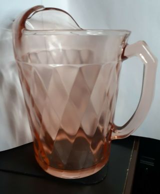 Vintage Antique Hazel Atlas Pink Depression Glass Iced Tea Pitcher