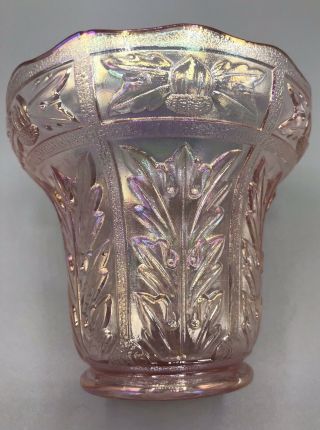 Stunning IMPERIAL LENOX Carnival Glass Vase - Pink Iridescent 2