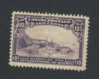 Canada 1908 Quebec Mng Stamp 101 - 10c Mng F/vf Guide Value = $100.  00