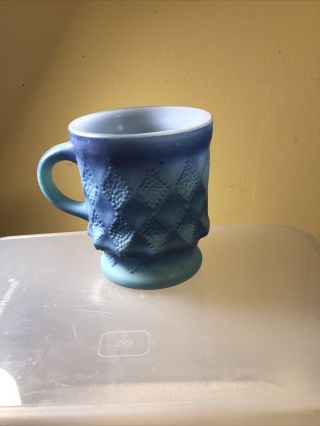 Vintage Anchor Hocking Fire King Kimberly Coffee Mug Cup Ombre Blue
