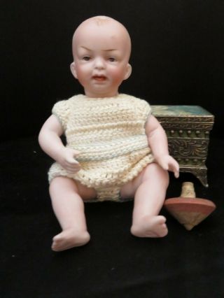 Adorable 6 1/2 " Antique All Bisque German Character Baby 142 5/0