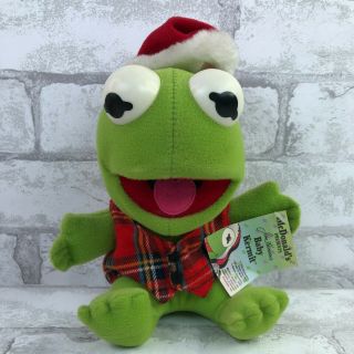 Vtg Mcdonalds Christmas Muppet Baby Kermit Plush 7 " Jim Henson With Tags 1987