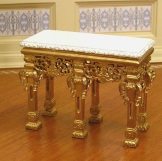 Bespaq Grand Estate Table With Ornate Gilt Base & Legs - Dollhouse Miniature