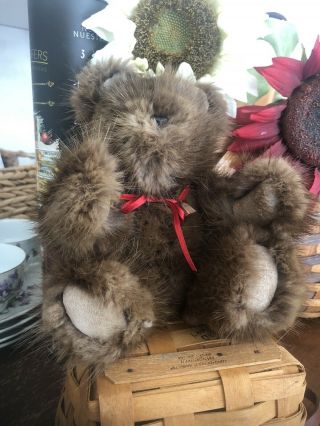 Lambert’s Handmade Muskrat Fur 10” Jointed Teddy Bear