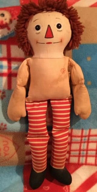 Vintage Raggedy Ann Andy Doll Georgene Black Outline Nose Face Repair