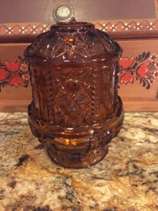 Vintage Amber Stars And Stripes Indiana Fairy Lamp