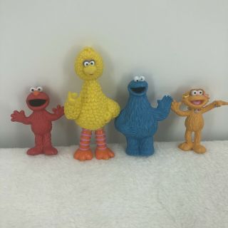 Sesame Street Figures Set Of 4 Big Bird Elmo Cookie Monster Rosita 2 - 4” Cake Top