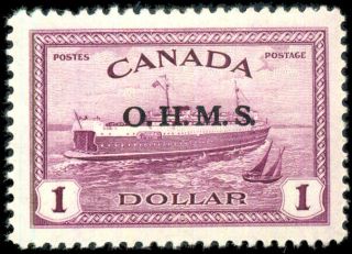 Canada O10 Xf Og Lh 1949 Train Ferry $1 Red Violet Ohms Overprint Cv$80.  00