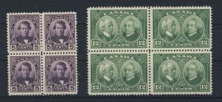 8x Canada Mnh Stamps 2x Blocks Of 4 146 - 5c F/vf 147 - 12c Vf Guide Value=$138.  00