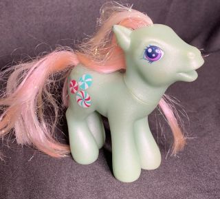 2002 My Little Pony Mlp G3 “minty” W/her Gorgeous Glittery Gold Mane By Hasbro