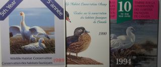 Canada Wildlife Habitat Ducks Stamps - 3 Booklets 1989,  1990 And 1994