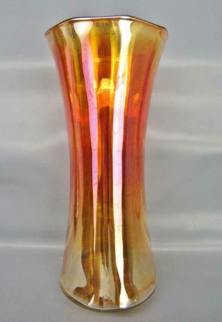 Rare Europa Marigold Carnival Glass 9¾ " Swung Vase W/ 8 Interior Panels 6944