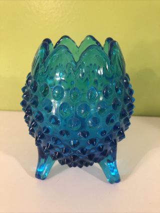 Vintage Fenton Blue Glass 3 - Footed Egg Shaped Vase – 5”