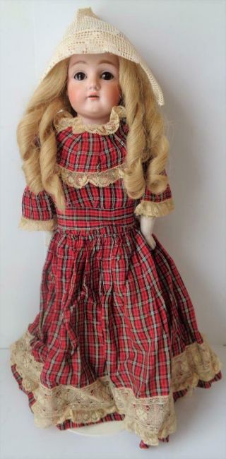 1800s Antique JD Kestner German Bisque Doll DEP 8 Kid Leather Body 22 