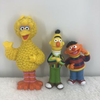 Sesame Street Figures Set Of 3 Big Bird Bert Ernie 2” - 3.  5” Cake Toppers