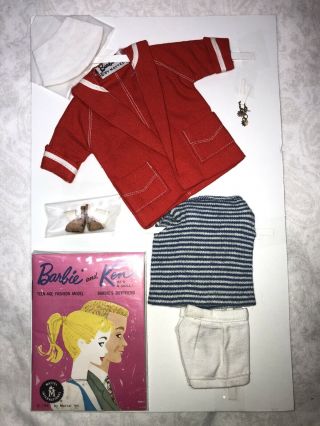 12” Vintage Mattel Barbie Clothing “resort Set” Sailor Red Top T.  M.  Version