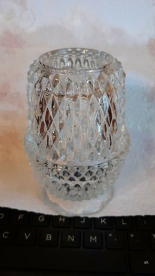 Vintage Indiana Glass Diamond Cut Two Piece Fairy Lamp