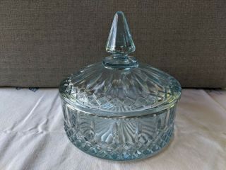 Vintage Light Blue Indiana Glass Candy Dish With Lid