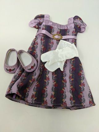 American Girl Caroline Holiday Purple Dress Gloves Shoes Retired