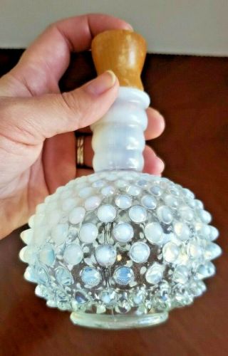 Vintage Fenton Moonstone Hobnail Opalescent White Milk Glass Perfume Bottle