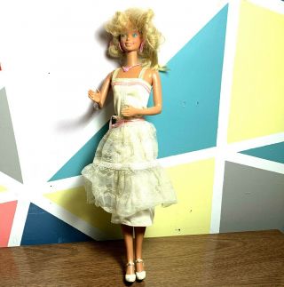 18” Vintage Mattel Barbie Doll Supersize Hair 1978 White Dress Superstar