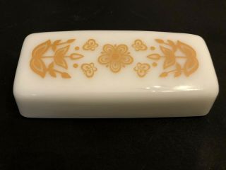Vintage Pyrex Gold Butterfly Butter Dish Milk Glass Lid Only