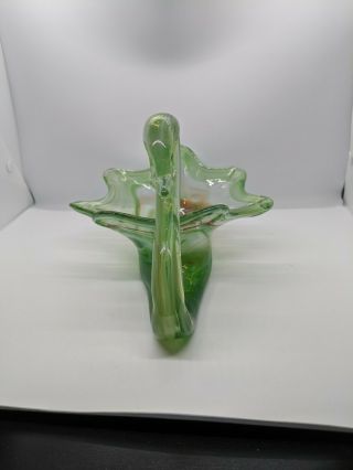 Vintage Murano Green ART Blown Glass Swan Candy Dish Bowl 10.  50 