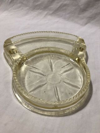 Vintage Light Yellow Depression Glass Coaster Ashtray From The 1930 " S