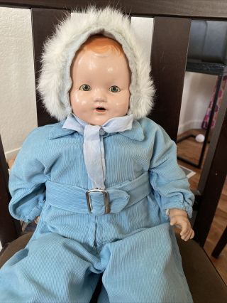 Ideal Vintage Doll Composition 19 Inch Baby Sleep Eyes Soft Body Brkn Legs