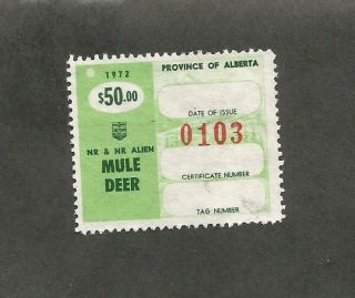 Canada - Alberta 1973,  $50 Mule Deer Hunting Non Resident Stamp [ 800