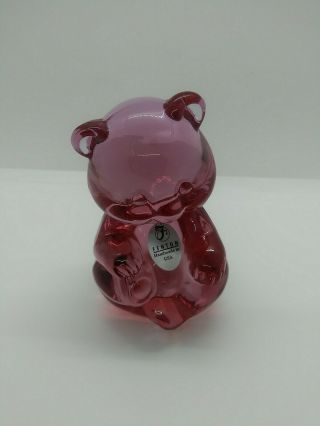 Vintage Fenton Art Glass Sitting Pink Bear Cub Figurine