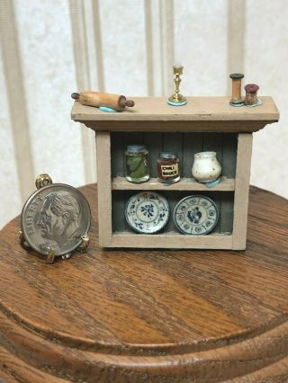 Dollhouse Miniature Igma Artisan Jane Graber Half Scale Plates On Wall Shelf